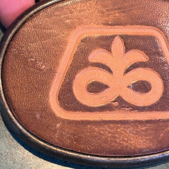 Vintage Pioneer Seed Leather Faced Belt Buckle El Cid - Picture 4 of 4